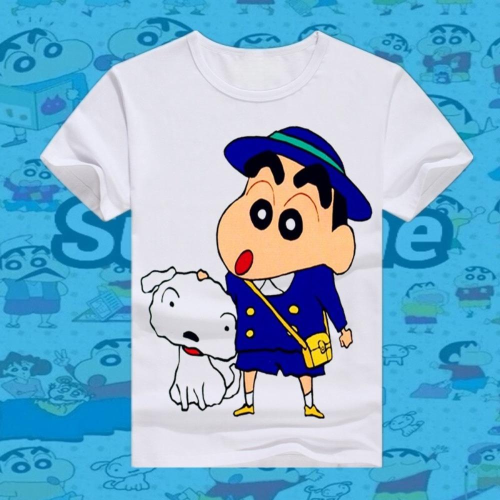 New Shin Chan Crayon Printed Summer T-shirt Cotton Japanese Cartoon Men T-shirt Short Sleeve Round Neck Loose Kids T-shirt Top 110