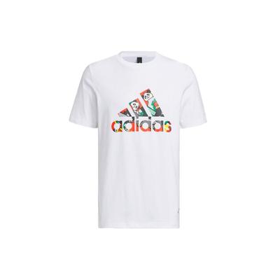 adidas Logo Alfabetu Kreskówkowy Nadruk Pandy Okrągły Dekolt Krótki Rękaw T-Shirt Męski Top Biały IP3966