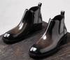 Hohe Handgefertigte Herren Business Chelsea Boots Schwarzes Lackleder Herren Büroschuhe Designer Klassisch Italien Knöchelhohe Stiefel