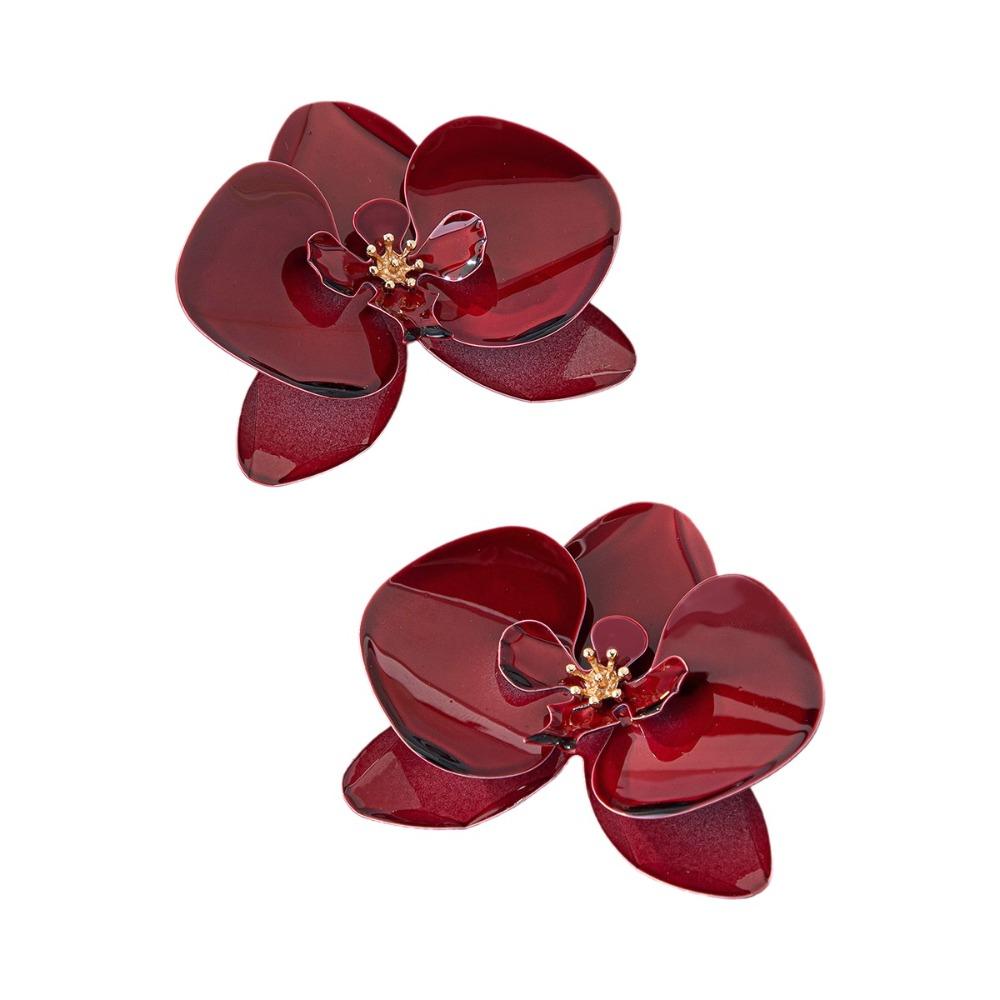 Korean Style Butterfly Orchid Earrings Simulated Flower Flower Drop Earrings Flower Earrings  Women красный