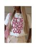 It'S Never Luck It'S Always God Pink Letter Design Wounisexs T Shirts Cotton Casual T Shirt Summer O-Neck Streetwear Soft Loose Top