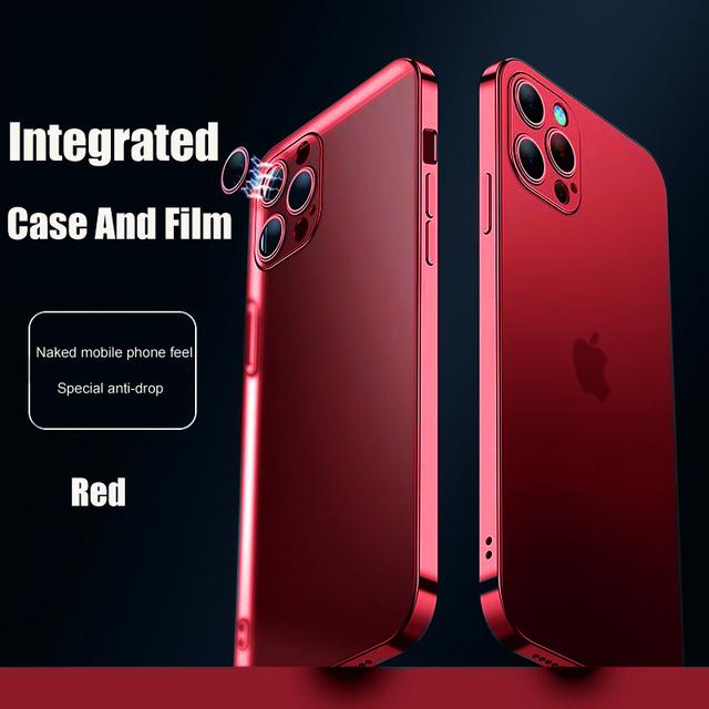 

Матовый полупрозрачный чехол с покрытием для Iphone 14 13 12 Mini 11 Pro Xs Max X Xr Se 7 8 Plus квадратный противоударный чехол с пленкой для объектива For iPhone 13
