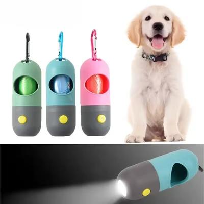 Distributeur de Sacs à Déjections Canines Lumineux LED - Sacs à Déchets Dégradables Portables pour Nettoyage Extérieur Chien & Chat