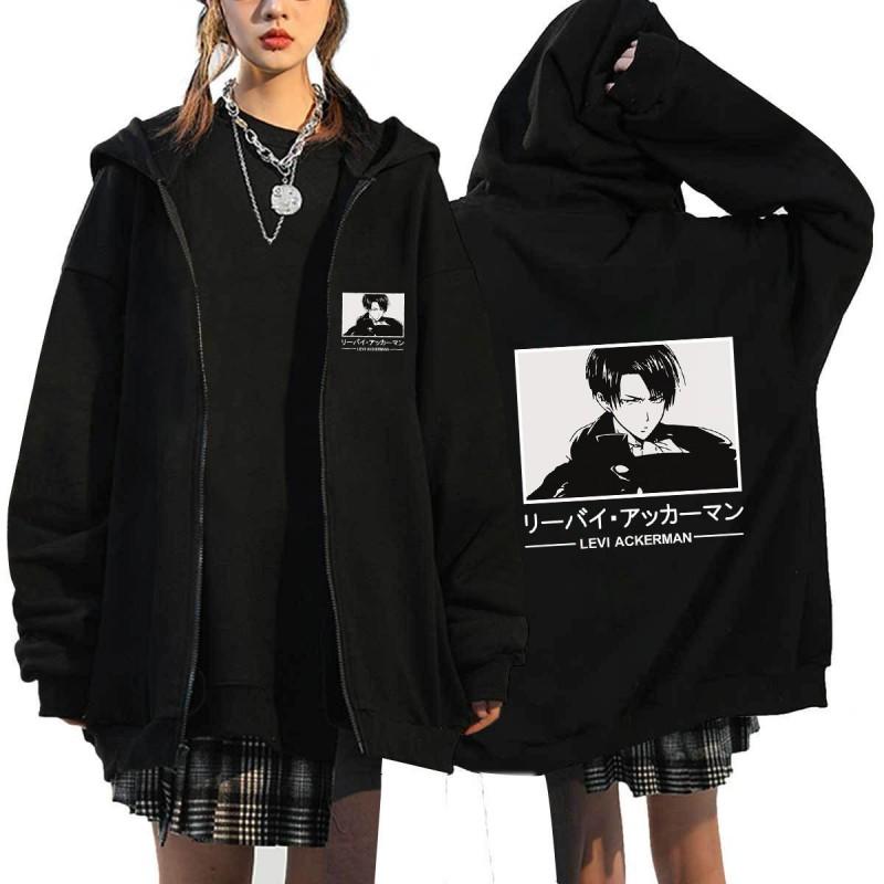 Anime Attack On Titan Printed Zip-Up Hoodie Unisex Casual Sportswear Long Sleeve Sweatshirt