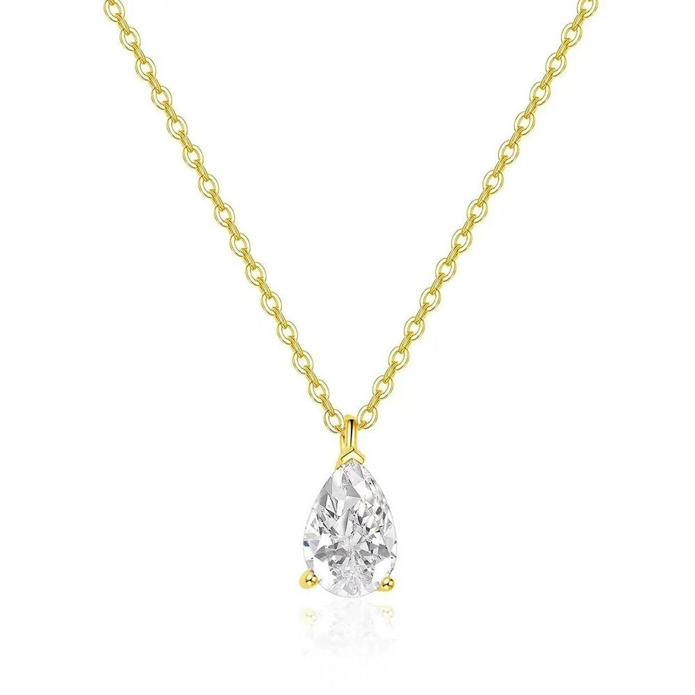 1CT 2CT Solitaire Moissanite Pendant Necklace for Women Pear/Oval/Marquise/Emerald Cut Lab Diamond S925 Silver Necklaces Jewelry