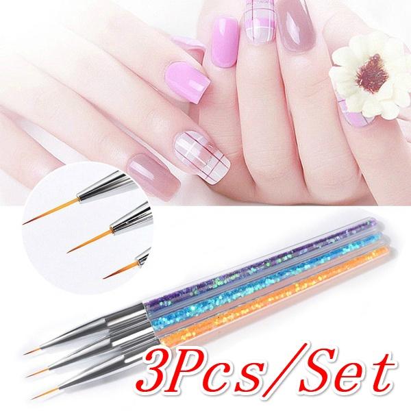 3pcs/Set Nail Art Tips Striping Drawing Painting Liner Pen Manicure Tool