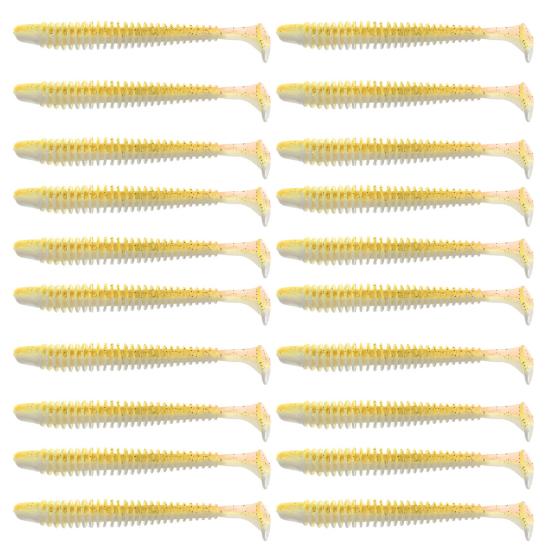 20Pcs Fishing Lures Soft Baits with T-Tail Vibrant Color Mini Size Portable Flexible Fake Lures Artificial Baits