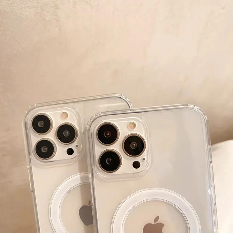 For Magsafe Magnetic Wireless Charging Phone Case For iPhone 16 15 14 13 12 11 ProMax mini X XR XS 7 8Plus Clear Cover