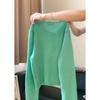 Spring New Single-breasted Soft Waxy Knitted Cardigan Women's Age-reducing Lace Jacket Versatile Long-sleeved Top