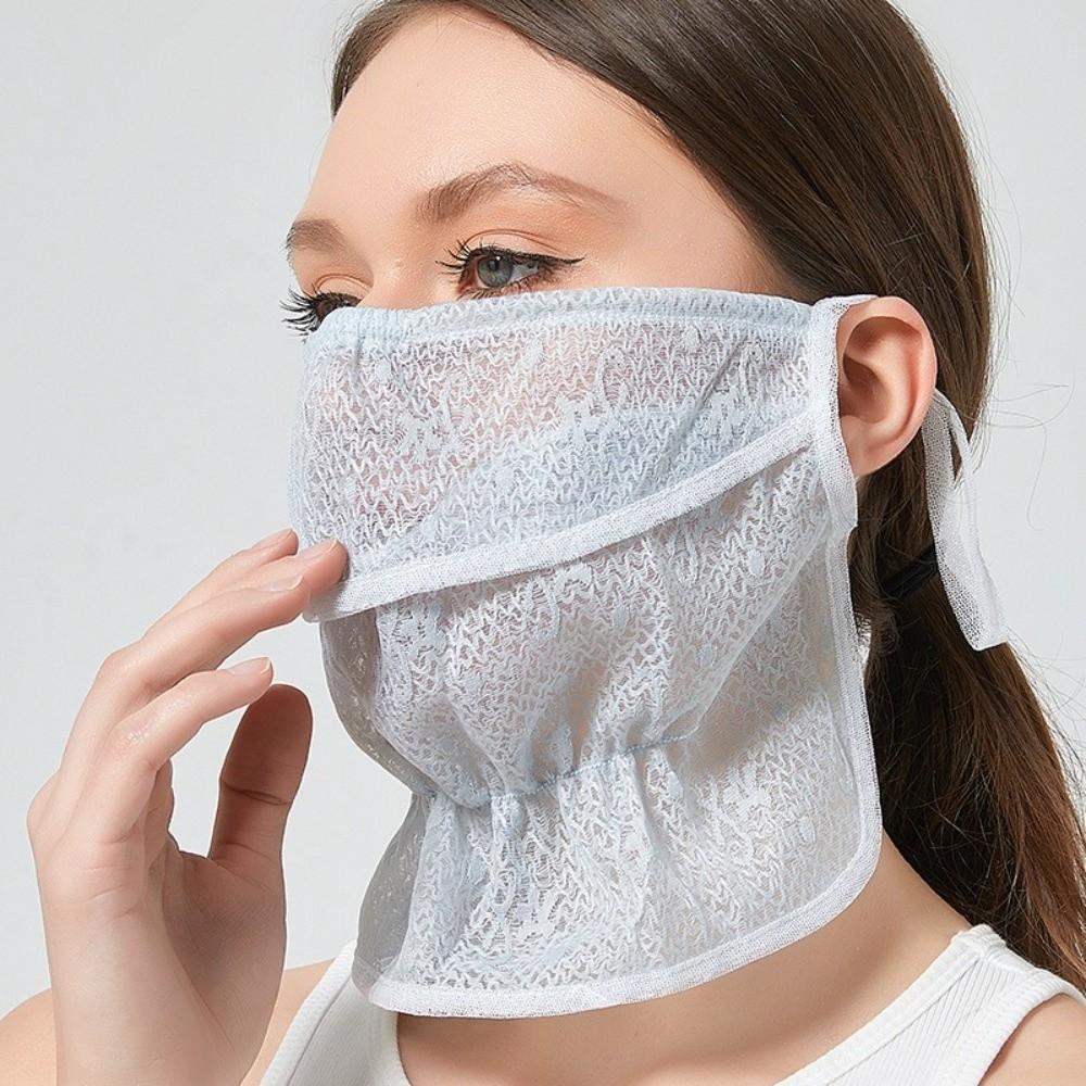 Dustproof Sunscreen Mask Neck Protection Mask Trend Lace Face Cover  Summer
