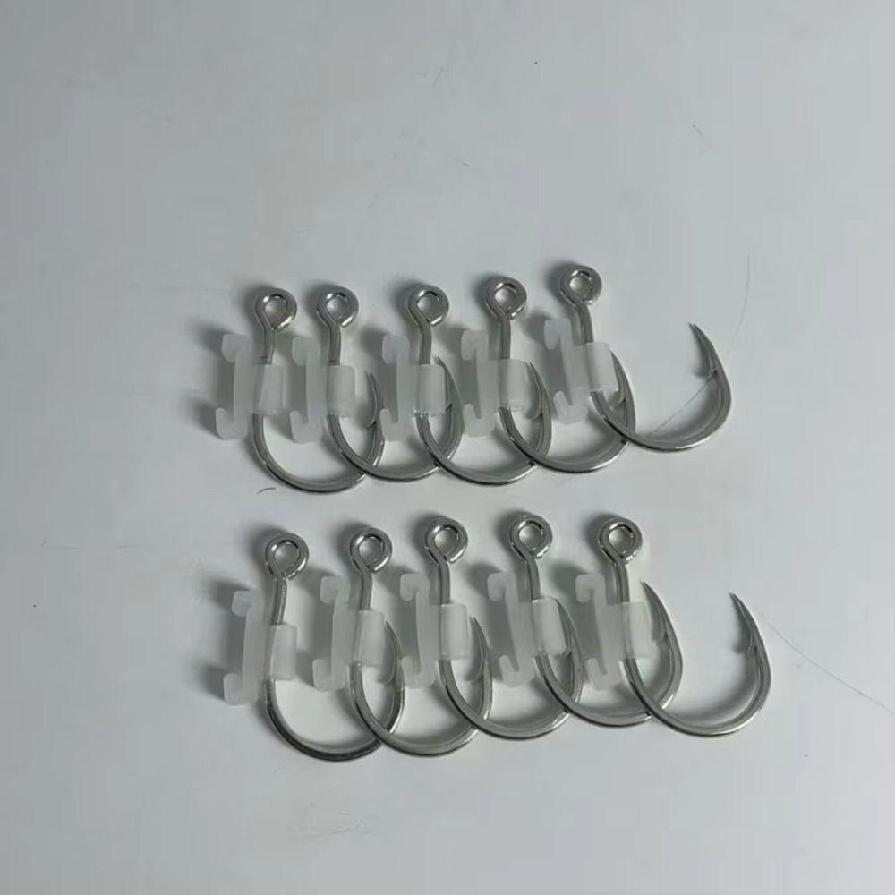 10Pcs High Strength Barbed Fishing Hook Heavy Duty Sea Bass Carbon Steel Hook  Live Bait