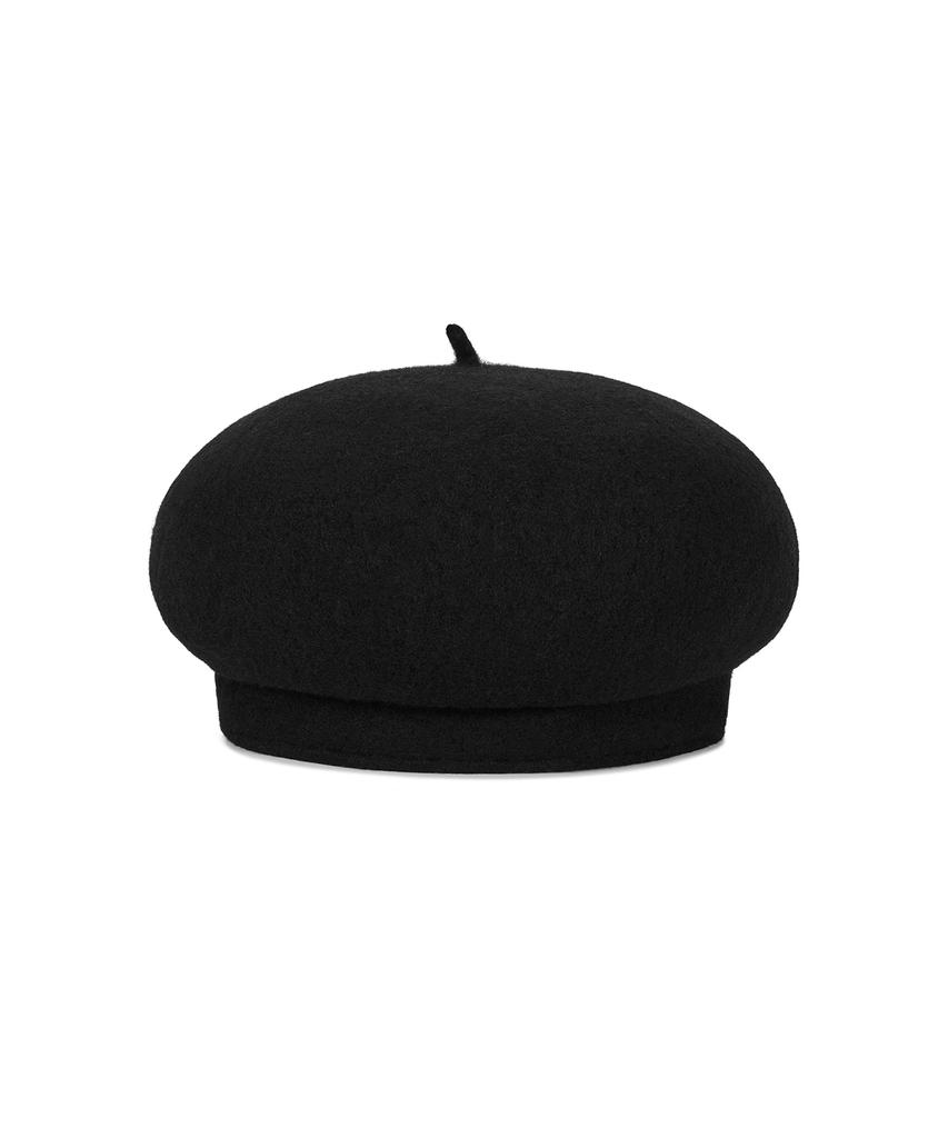 Bajal Va Curved Oval Metallic Wool Beret Black