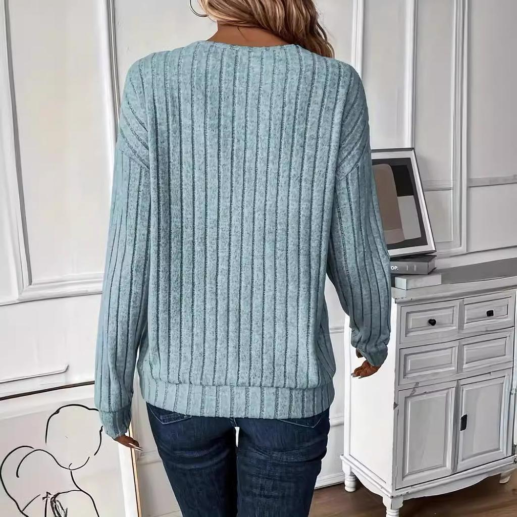 Women Plus Size V Neck Cable Knit Sweater Loose Long Sleeve Casual Pullover