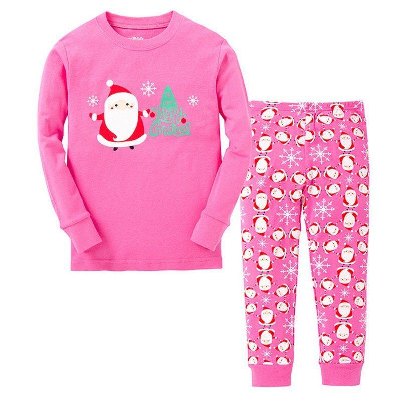 Christmas Children Autumn Pajamas Set Multiple Patterns Cotton Blend Clothing