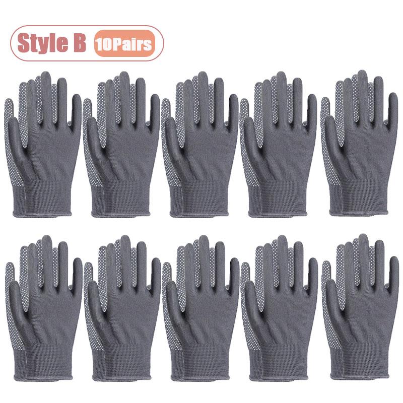

10-50Pairs Lightweight Durable Nylon Work Gloves with Anti-slip Dot Coating Touchscreen for Cycling Fishing Camping and Delivery 1Bag