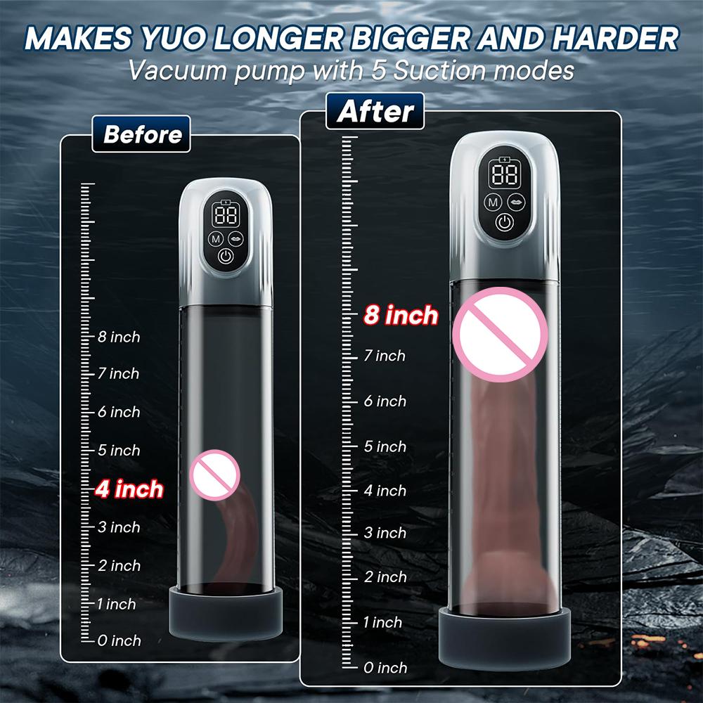 Penispumpe Penisforstørrer Forlenger Elektrisk Penis Vakuum Pumpe med Smart Trening Penis Hylse Mannlig Masturbator Sexleketøy for Menn