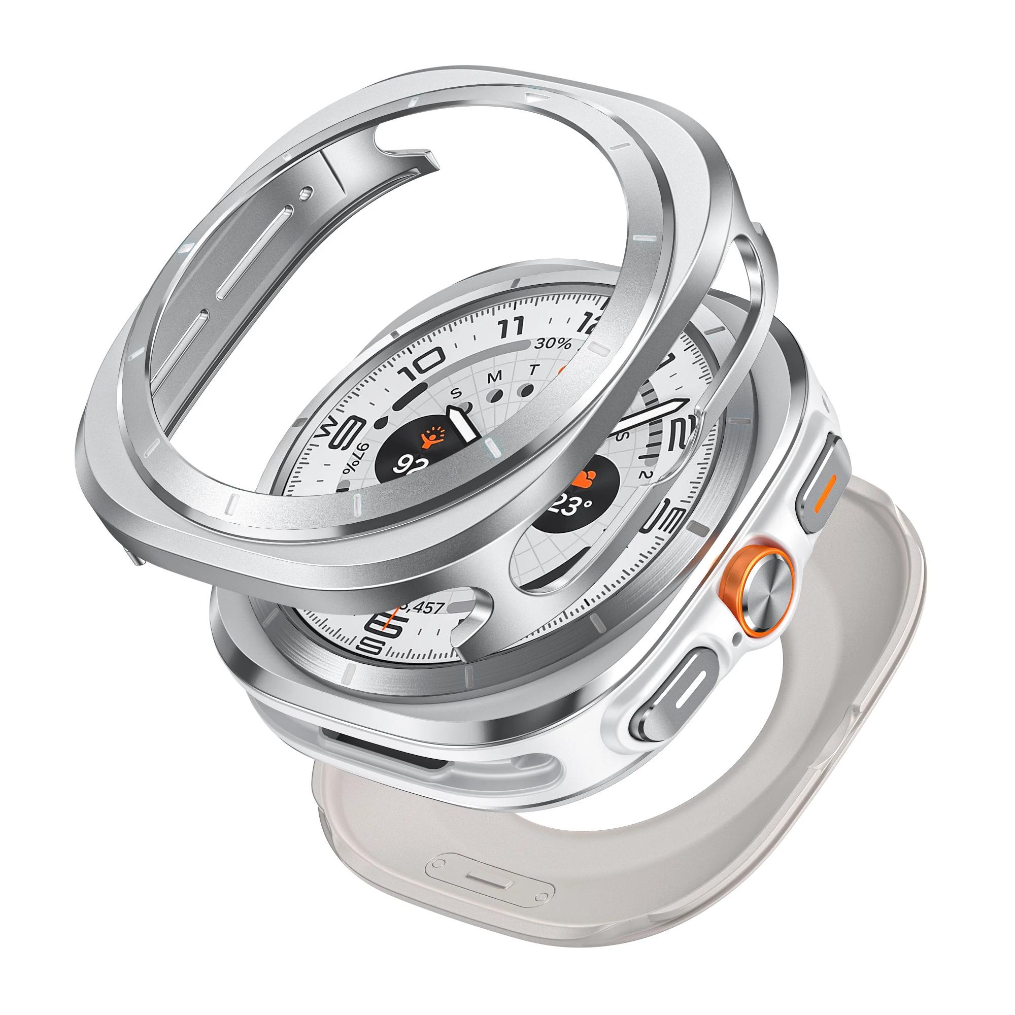 

Розкішний алюмінієвий корпус для Samsung Galaxy Ultra Watch 47 мм Металева кришка Захисне скло для samsung galaxy 7 ultra 47 Аксесуари Galaxy Ultra 47mm срібні білого кольору