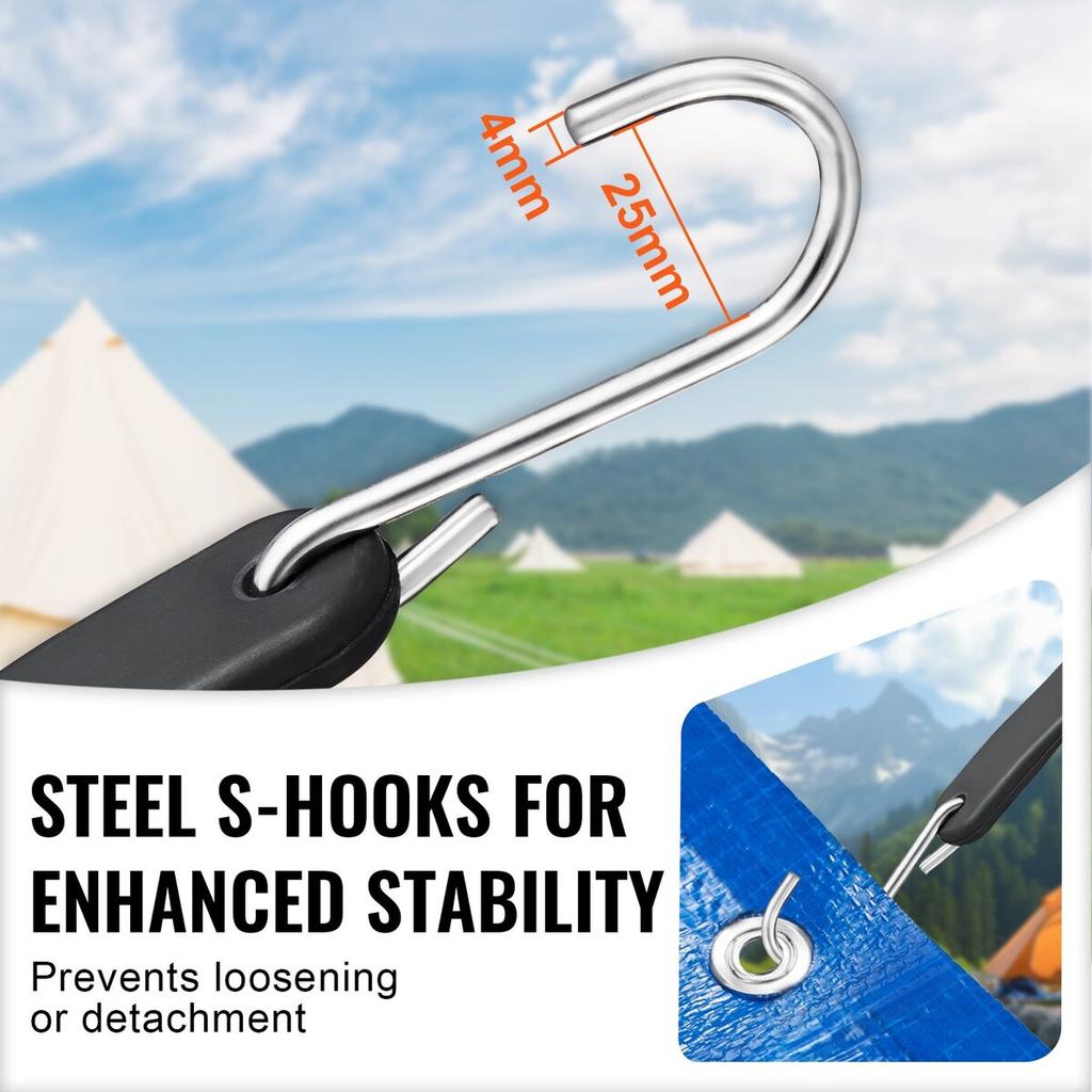 20 Pcs Flat Bungee Cord Set 20 mm Heavy Duty Bungee Straps with S-Hook