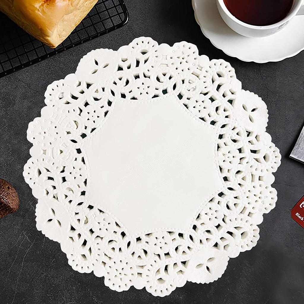 QPINGH 5-1/2" Round Lace Doilies, 100Pcs White Paper Placemats for Wedding, Birthday