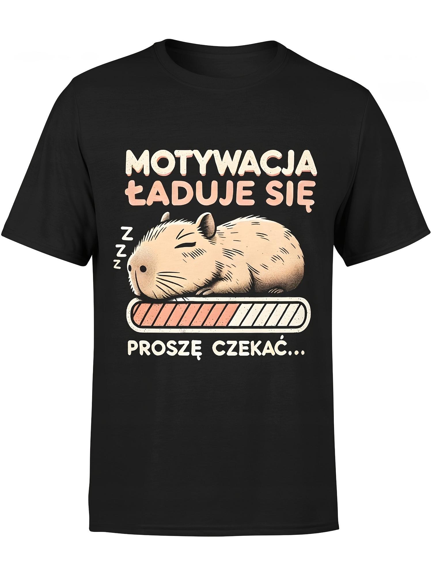 Humorous Capybara Men S Retro Graphic Tee - Featuring a Sleeping Capybara And Witty Polish Text XS
