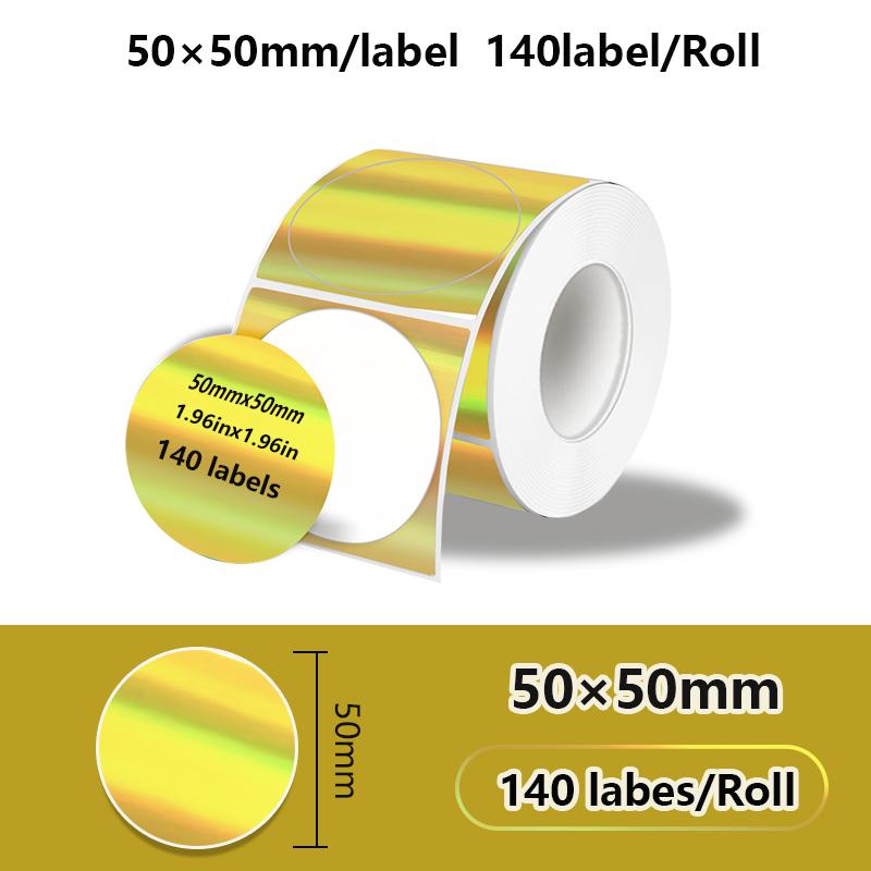1PK New Holographic Laser Color Transparent Thermal Adhesive Label Roll Suit for Phomemo M110/M200/M120/M220 E210 P50 DETONG P1