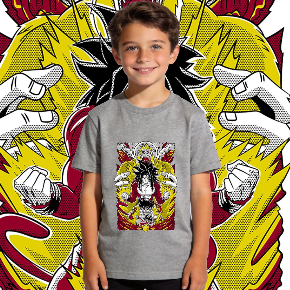 DBZ Goku SSJ4 Anime Print Cotton T Shirt for Kids Boys Girls Casual Summer Short Sleeve