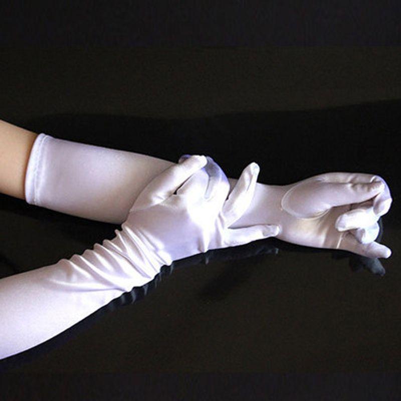 

Cos Satin Flower Wedding Comic Show Finger Gloves Lolita White