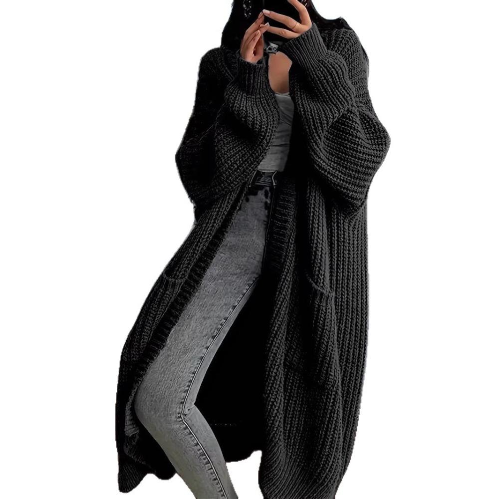 Mid-Length Lazy Style Casual Knit Cardigan Women Spring Autumn Winter Loose Versatile Long Sleeve Sweater Coat