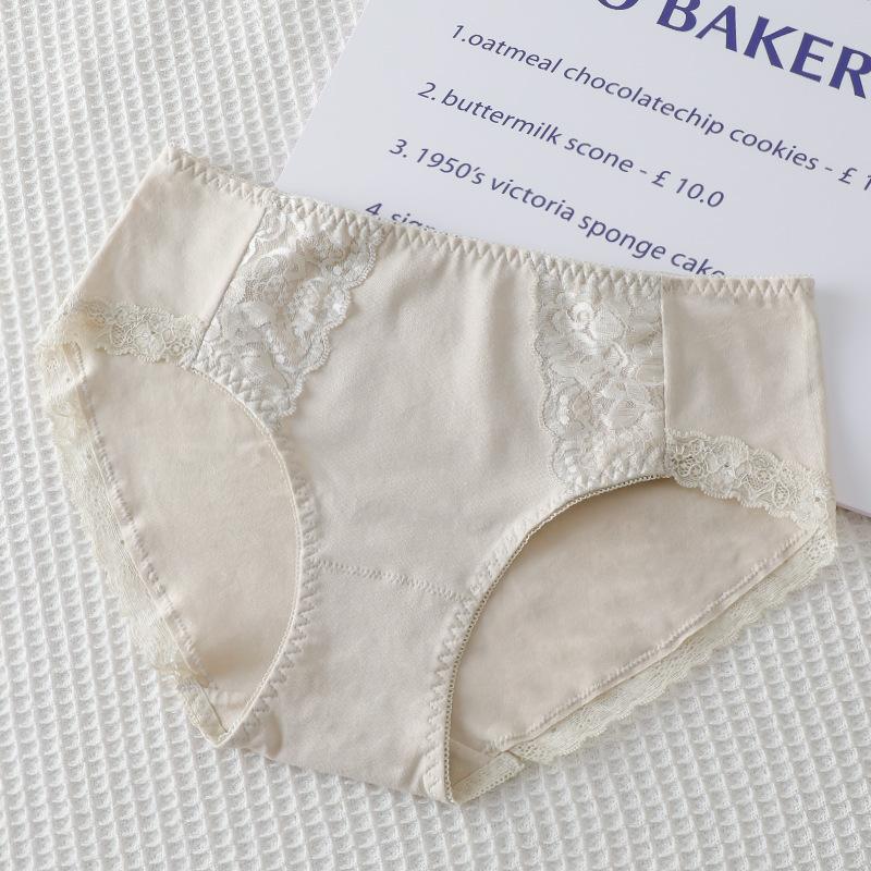 Pure Cotton Seamless Underwear for Women Antibacterial Breathable Comfortable Solid Color Mid Waist Triangular Knit for Girls