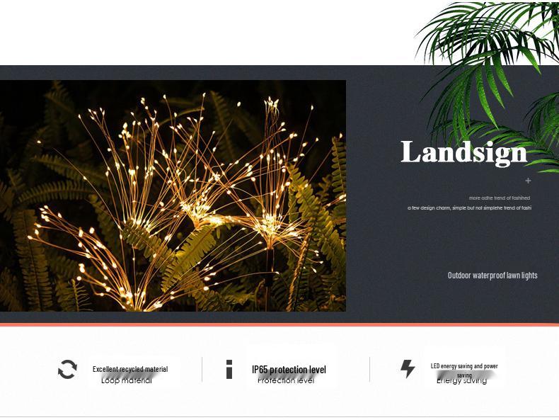 Solar LED Firework Garden Lights - Waterproof Outdoor Dandelion & Reed Decorative String Lights