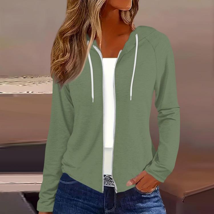 Women Hooded Sweatshirt Casual Long Sleeve Zip Up Coat Fashion Outerwear