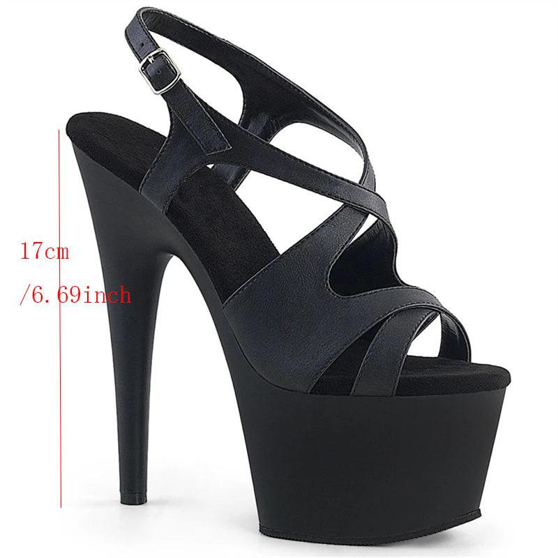Mode Schnalle Erhöhung Schuhe Schwarz Spot Dünne Ferse Super High Heel Wasserdichte Tabelle 17CM Mode Sandalen YKC