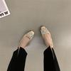 High Heel Sandals Thick Heeled Women's 2024 Summer New Square Button Rhinestone Fairy Style French Square Toe Single Shoes