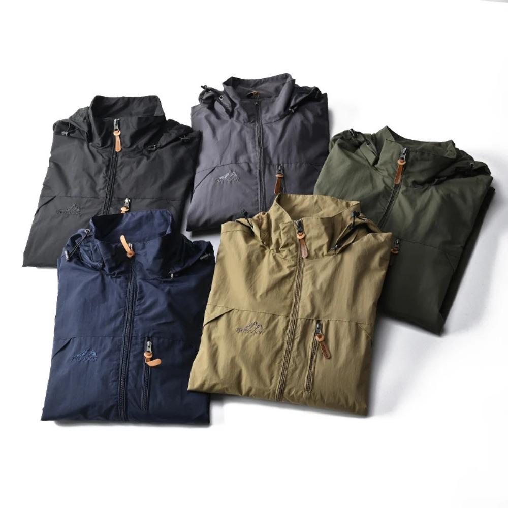 Spring Autumn Men's Windbreaker Tactical Jacket Waterproof Outdoor Hooded Coat Sports Field Climbing Thin Outwear Streetwear Coat