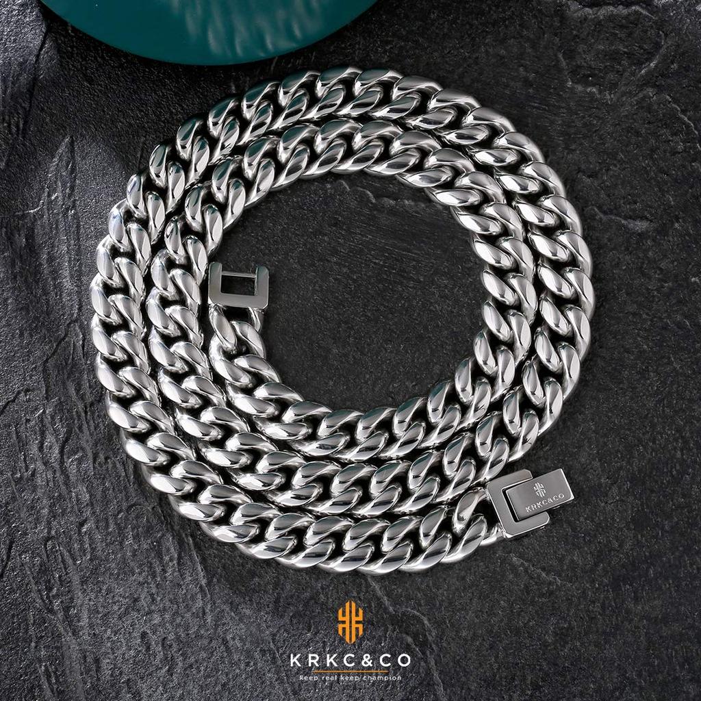 Width 10mm Kihei Necklace Cuban Chain Stainless Steel Necklace 18K Gold Plated Thick Kihei Chain Cut Necklace Link Choker Hip Hop Rapper Dancer B