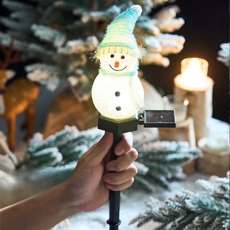 LED Snowman Solar Garden Light Outdoor Ground Stake Light Solar Powered Xmas Pathway Lights For Christmas Lawn Yard Decoration