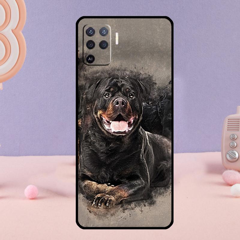 Cute Rottweiler Dog Phone Case For Oppo A58 A18 A38 A78 A98 A17 A77 A80 A40 A60 A16 A76 A96 A74 A94 A54 A15 A57S