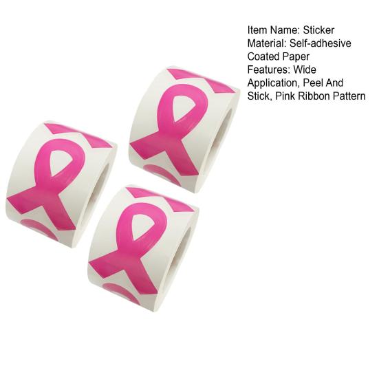 Pink Ribbon Stickers Breast Cancer Awareness Stickers Self-adhesive Ribbon Design Stickers for Fundraisers Groups Charity Events