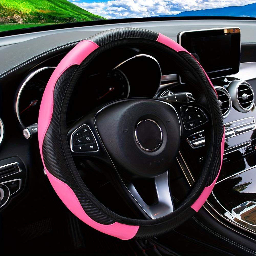 14.57-14.96inch Premium Carbon Fiber PU Leather Car Steering Wheel Cover - Non-Slip, Wear-Resistant, No Inner Ring, Ergonomic Design