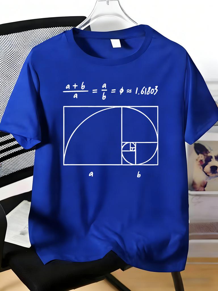 Unisexs Fibonacci Golden Ratio Math Graphic Tee Crew Neck Short Sleeve Casual T Shirt Science Math Student Teacher Summer Wear