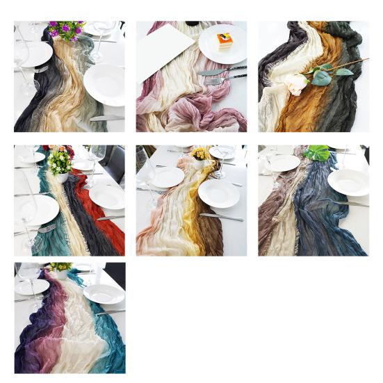 6Ft Cheesecloth Table Runner Bohemian Table Runner Farmhouse Table Runner for Wedding Holiday Birthday Bridal Shower Party