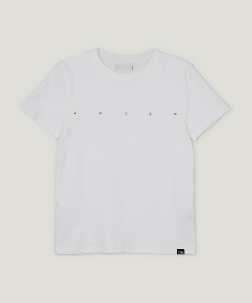Geulouhaideu Hilden Cutout Studded Short Sleeve T-Shirt_Ivory