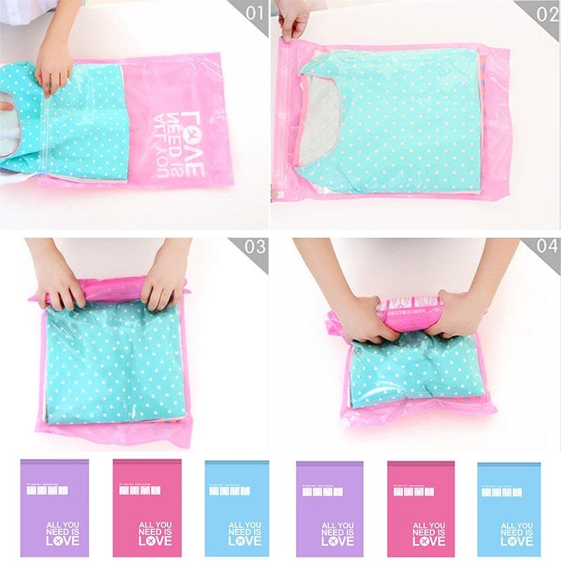 Home Supply Space Clothing Storage Vacuum Seal Compression Garment Pouch Bag Hand Pressure Plastic B