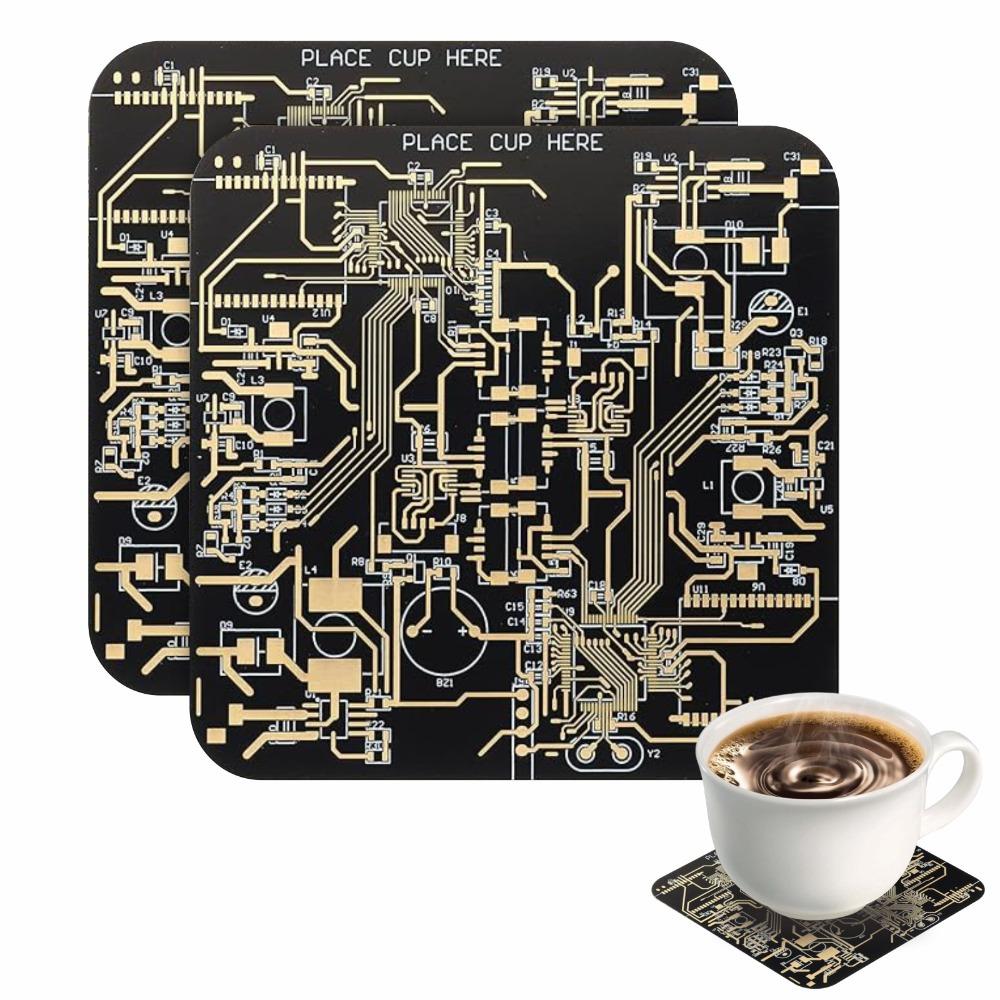 Creative PCB Coaster Heat Resistant Insulation Pad Personalized Cup Mat Home Decoration чёрный