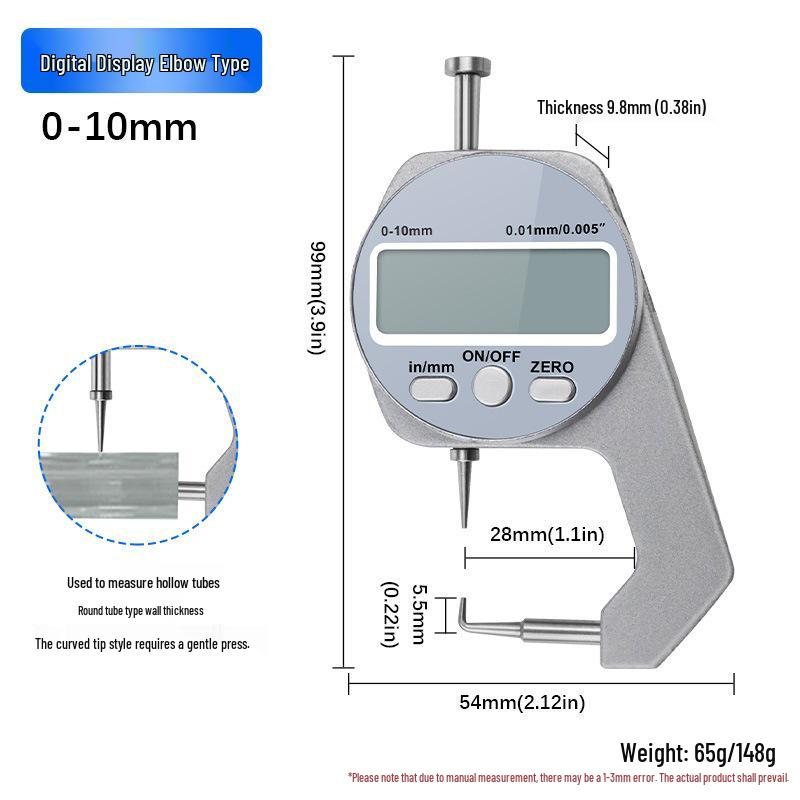 0-10mm Digital Thickness Gauge: Pocket Electronic Thickness Measuring Tool