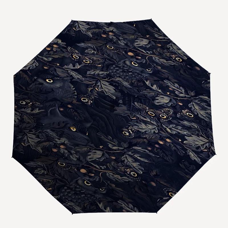 

1pc Owl ForestOpen/Close Umbrella-Windproof, Compact Travel Umbrella, Sturdy 8-Rib Shaft, Outdoor Accessory, 1100