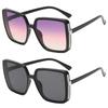 2PCS Black Square Oversized Sunglasses Women Big Frame Colorful Sun Glasses Female Mirror Unisex Gradient Hip Hop Shades UV400