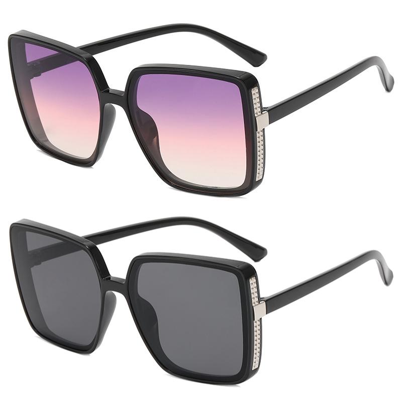 

2PCS Black Square Oversized Sunglasses Women Big Frame Colorful Sun Glasses Female Mirror Unisex Gradient Hip Hop Shades UV400