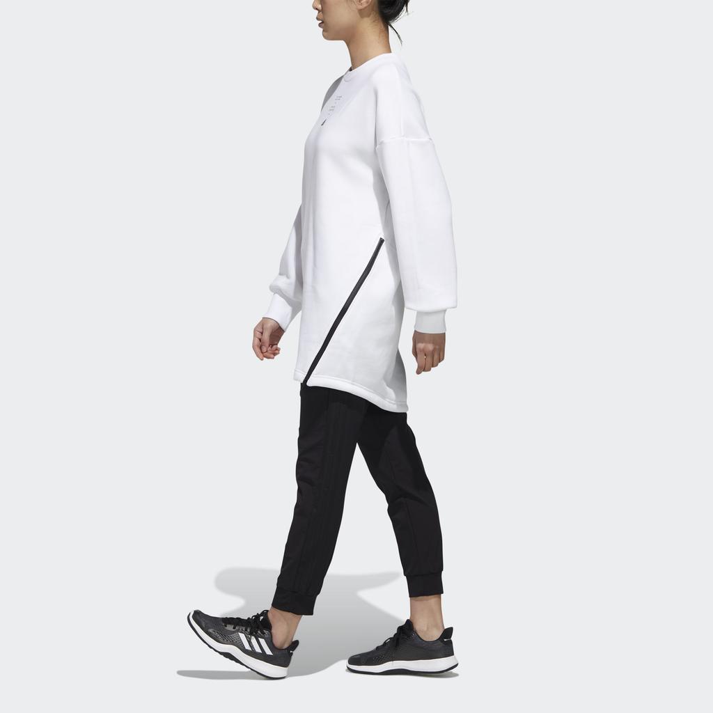 Adidas Style Long Sleeve Crew Neck Sweatshirt With Front Logo Print Women Sweatshirt White GF7022