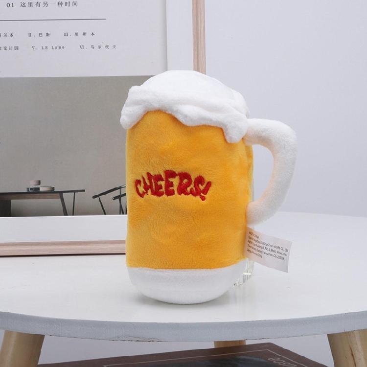 Beer Bottle/Mug Puppy Chew Toy Funny Dog Squeaky Plush Toys for Small Medium Dog